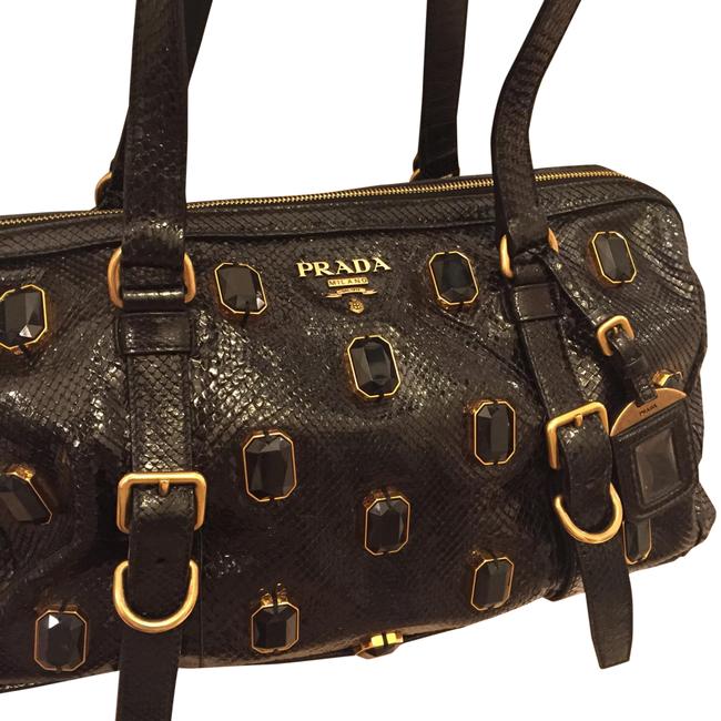 Prada Black Python Skin Leather Satchel