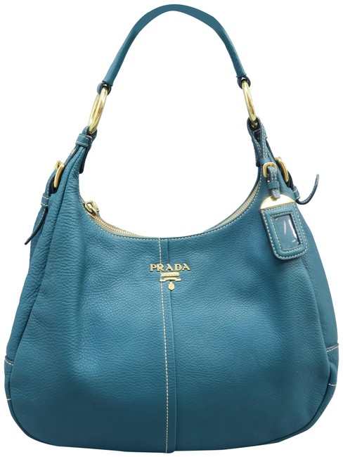 Prada Blue Calfskin Hobo Bag