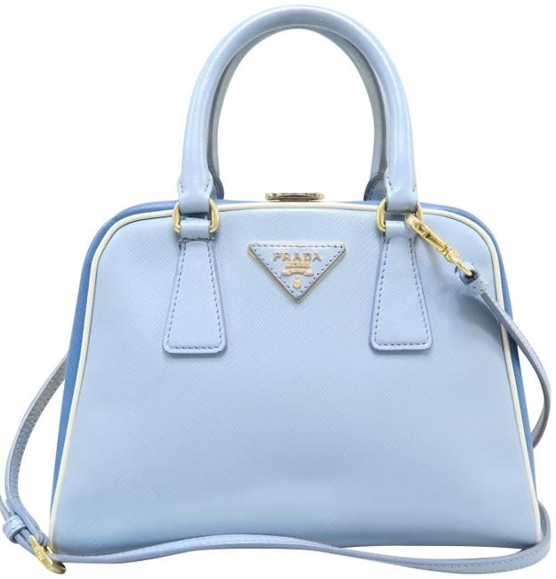 Prada Blue Calfskin Leather Satchel