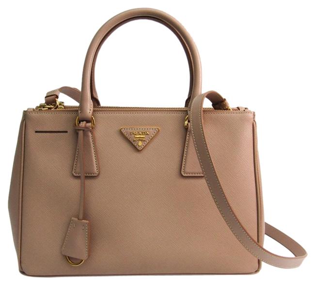 Prada Bn1801 Womens Handbag Pink Beige Saffiano Lux Satchel