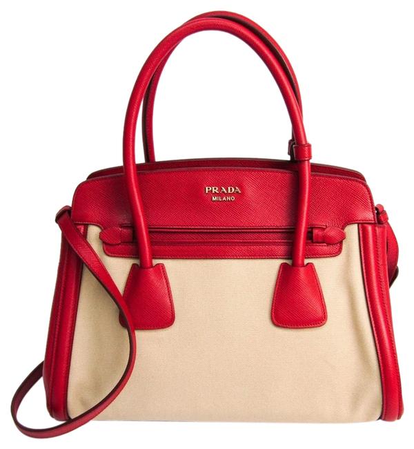 Prada Bn2595 Womens Handbag Beige  Fuoco Canapa  Saffiano Satchel