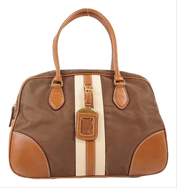 Prada Boston Bag Handbag Womens Handbag Khaki Nylon Satchel
