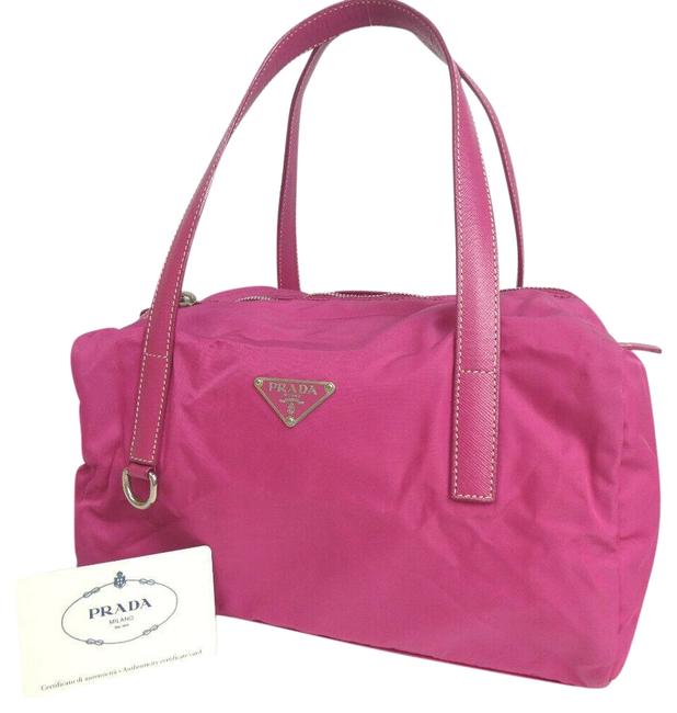 Prada Boston Pink Nylon Satchel