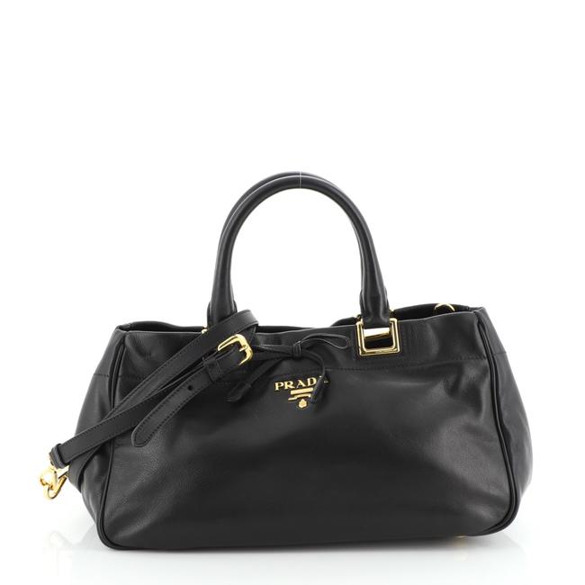 Prada Bow Convertible Medium Black Leather Satchel