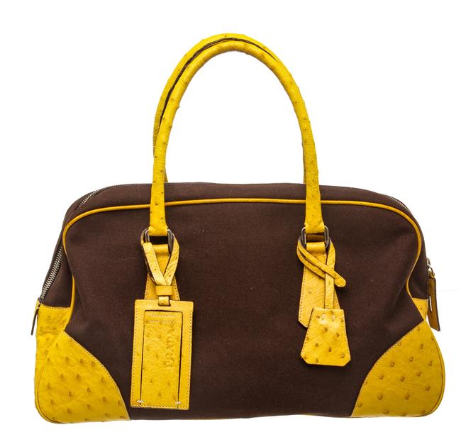 Prada Bowler 496571 Brown Canvas Satchel