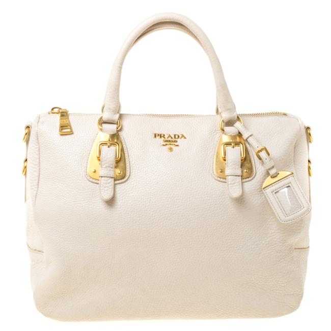 Prada Bowler Cream Leather Satchel