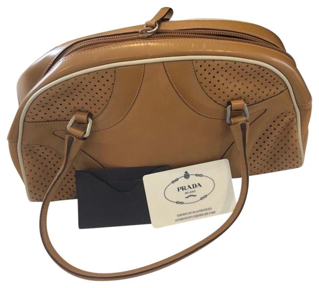 Prada Bowler Tan Leather Satchel