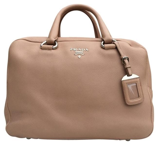 Prada Bowlers Nude Leather Satchel