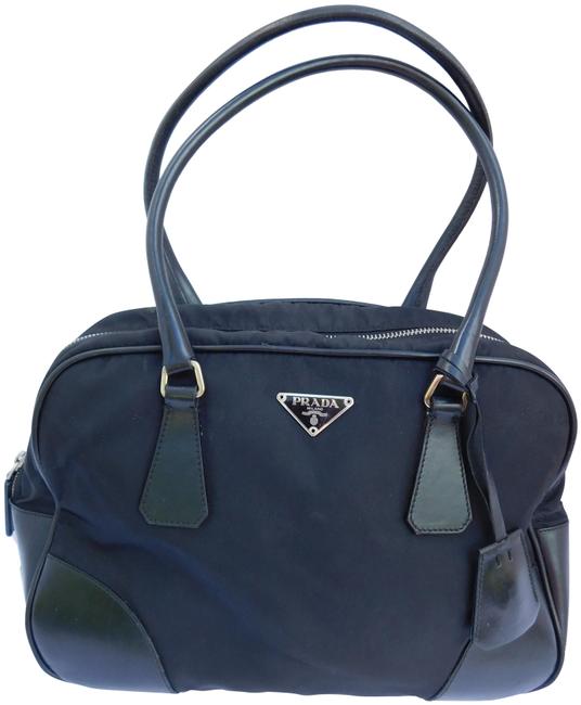 Prada Bowling Bag Black Nylon and Leather Satchel