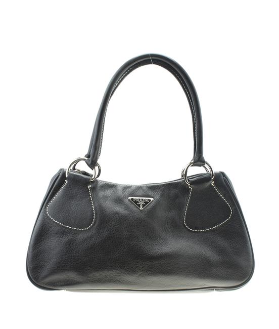 Prada Box Br0830 Daino 183909 Black Leather Satchel