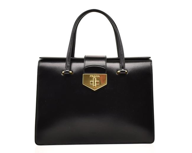 Prada Box Calf Black Leather Satchel