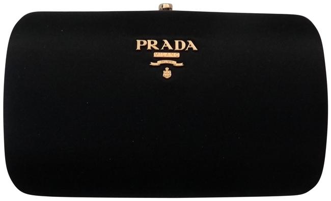 Prada Box Minaudiere Black Satin Clutch