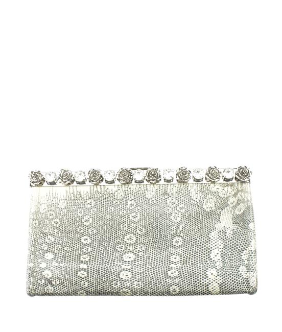 Prada Bp609r Lucertola Embellished 174174 Beige Lizard Clutch