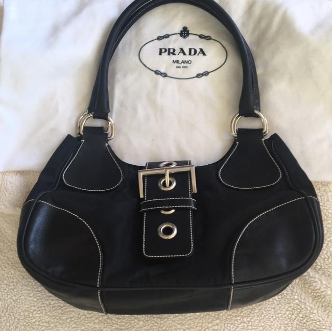 Prada Br1160 Black Nylon and Leather Satchel