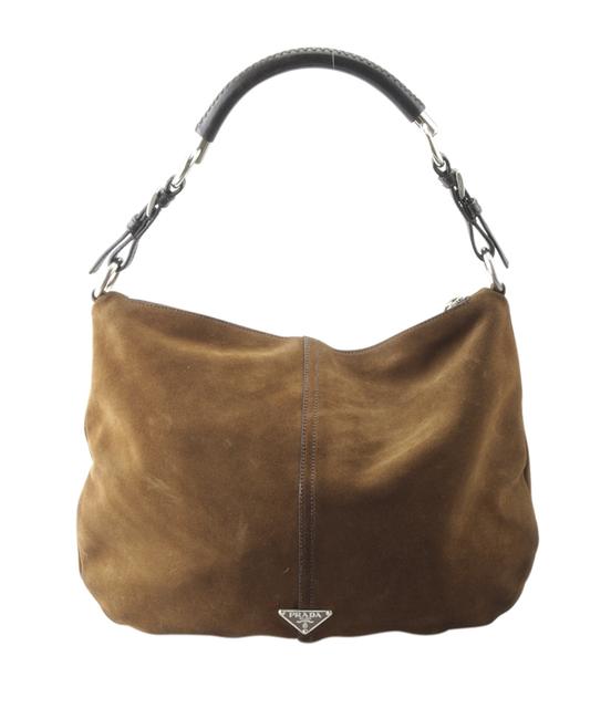 Prada Br1850 149584 Brown Suede Hobo Bag