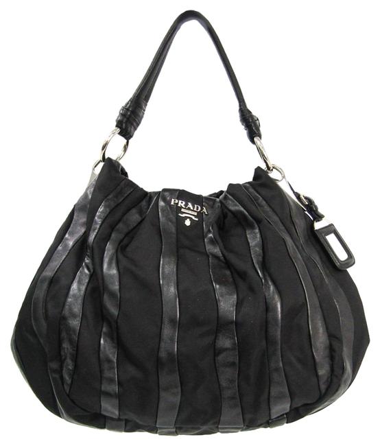 Prada Br3994 Handbag Black Nylon  Leather Satchel