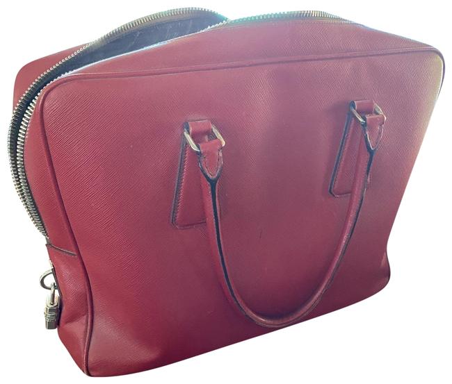 Prada Briefcase Red Saffiano Leather Satchel