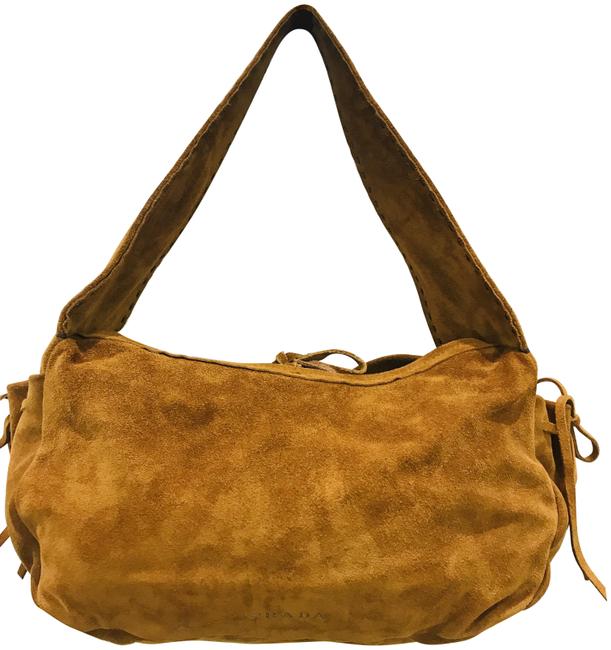 Prada Brown Suede Leather Hobo Bag