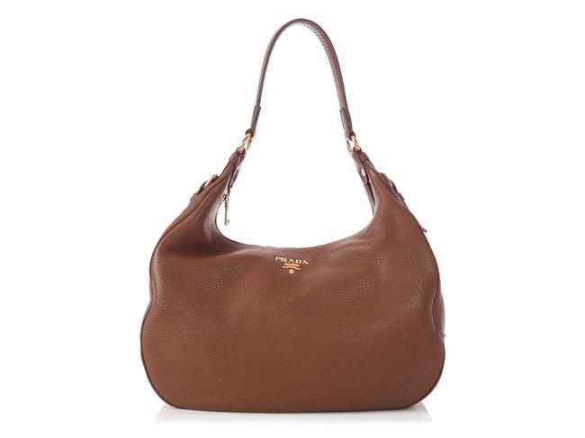 Prada Vitello Daino Brown Hobo Bag