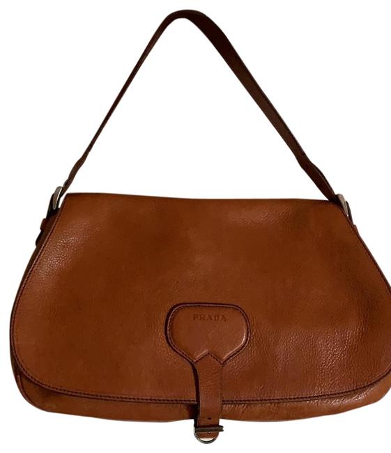 Prada BrownTan Leather Hobo Bag