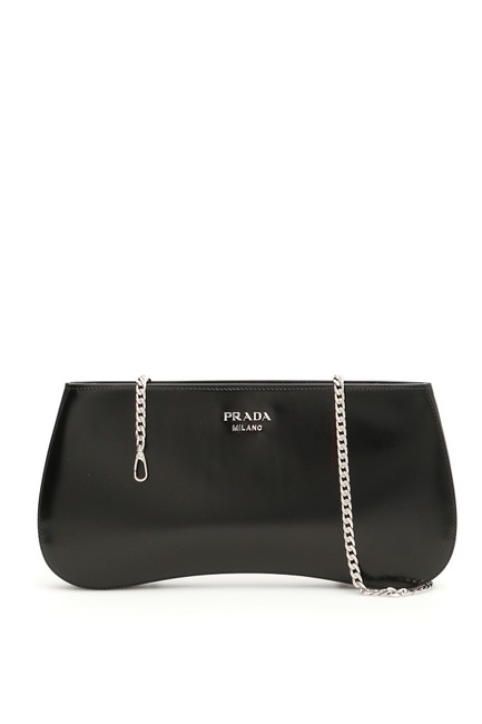 Prada Brushed Calfskin Sidonie Black Clutch