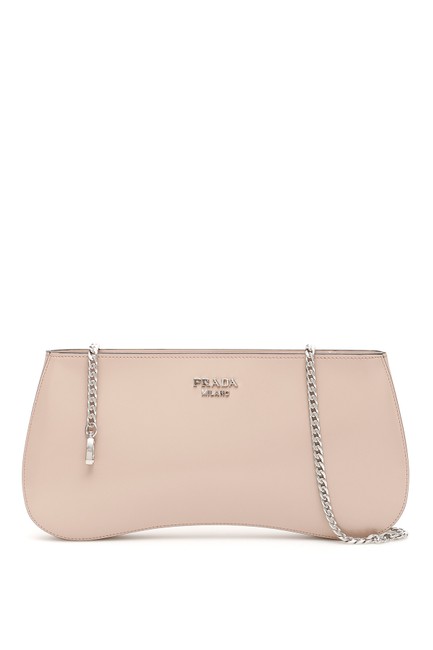 Prada Brushed Calfskin Sidonie Pink Clutch