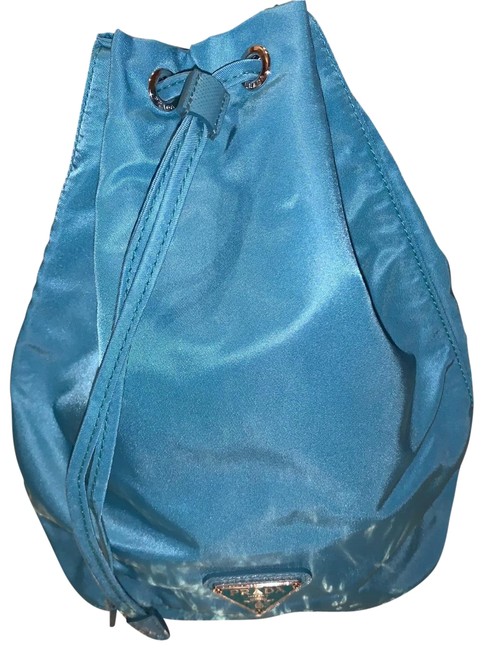 Prada Bucket Turquoise Nylon Hobo Bag