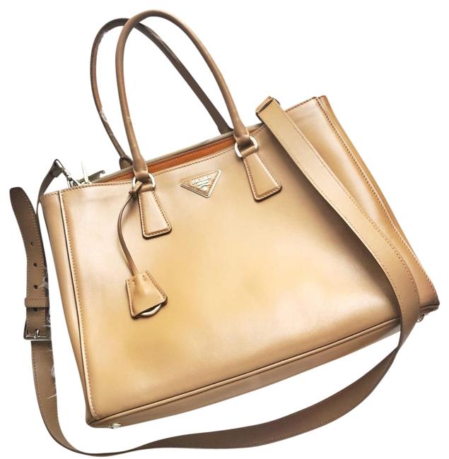 Prada Calfskin In CaramelPapaya Satchel