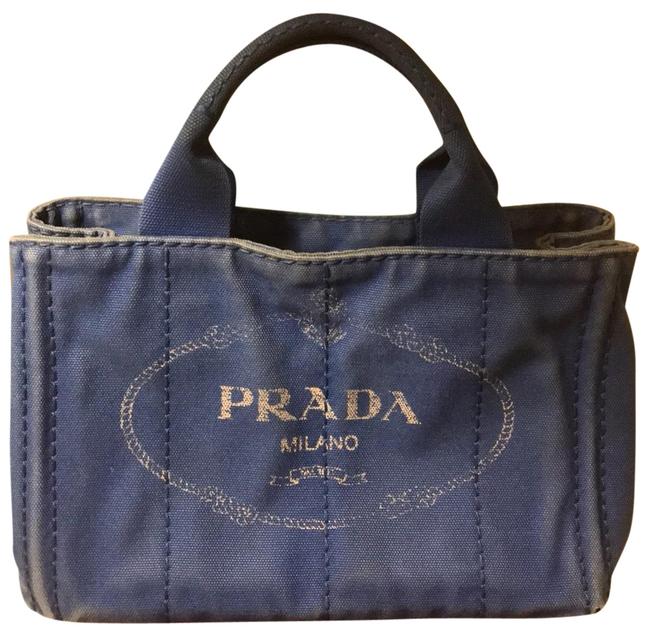 Prada Canapa Blue Canvas Satchel