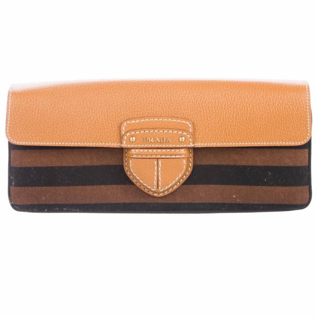 Prada Canapa Brown Canvas Clutch