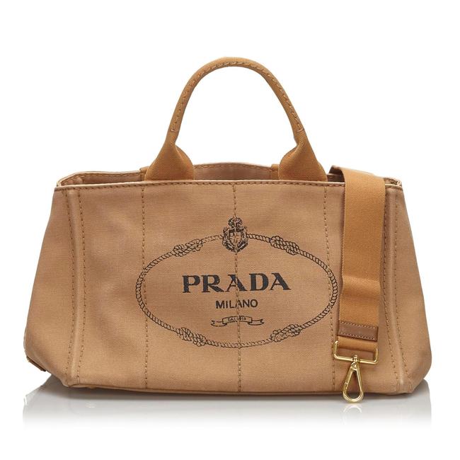 Prada Canapa Brown Canvas Satchel