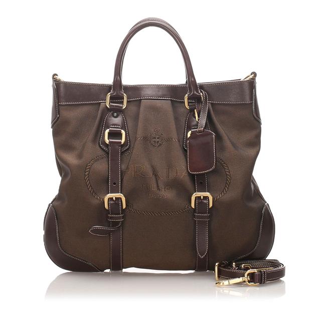 Prada Canapa Brown Leather Satchel
