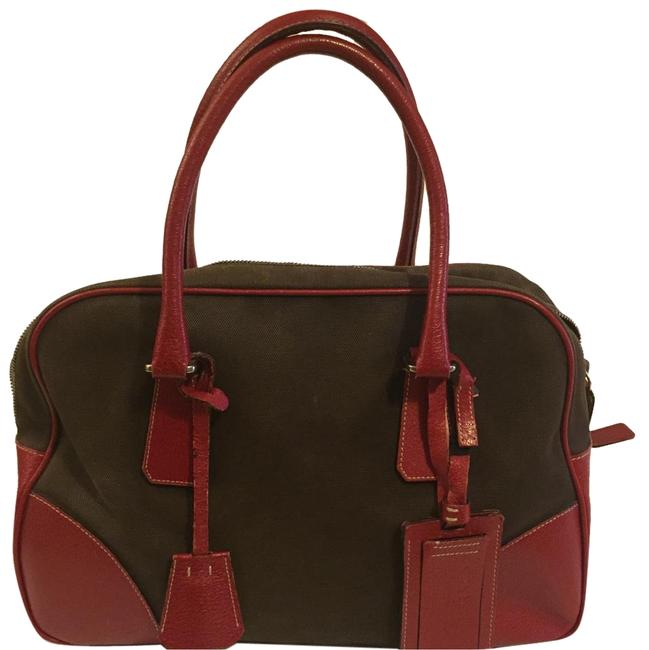 Prada Canapa Cinghiale Handbag Bowler Brown Satchel