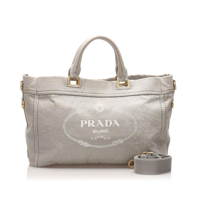 Prada Canapa Denim Gray Fabric Satchel