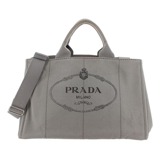 Prada Canapa Gray Canvas Satchel