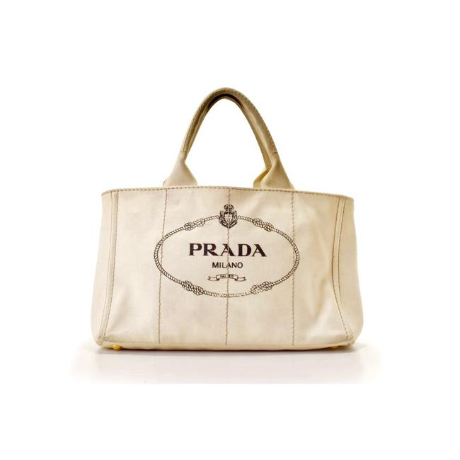 Prada Canapa Logos Canvas White Satchel