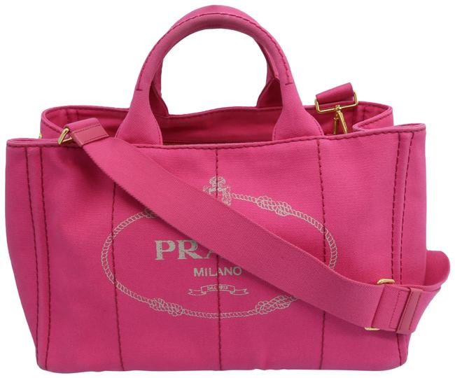 Prada Canapa Shopping Fuchsia Canvas Satchel