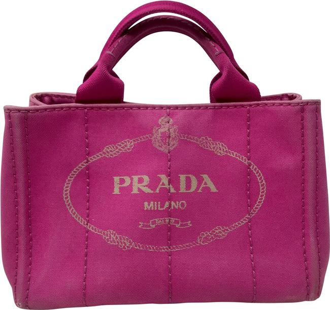 Prada Canapa Small Tote Pink Canvas Satchel