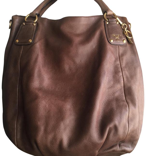 Prada Crossbody W Cervo Shine Large Noccioli Strap Hobo Bag