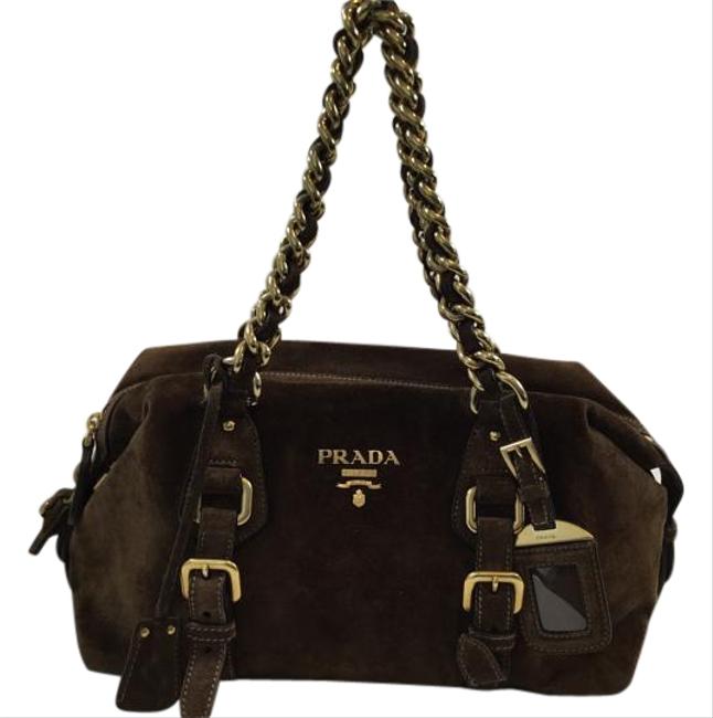 Prada Chain Brown Suede Satchel