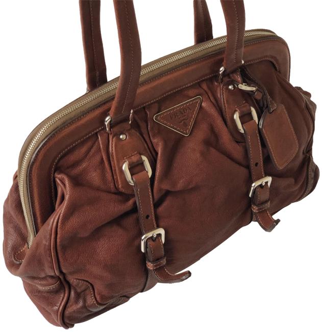 Prada Cinghiale Frame Brown Leather Satchel