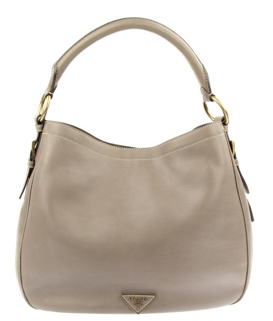 Prada City Gray Leather Hobo Bag