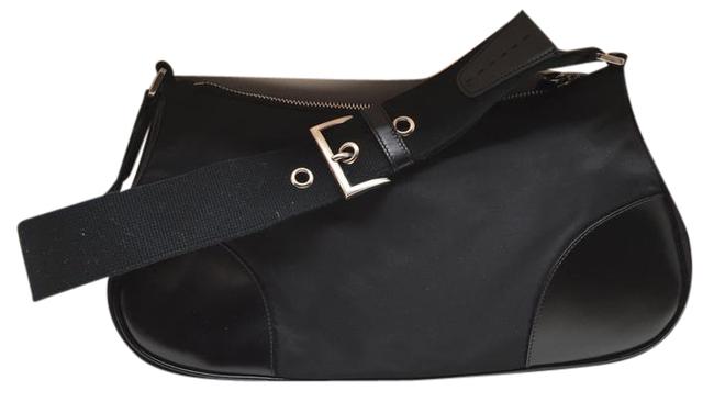 Prada Classic Black Leather  Nylon Satchel