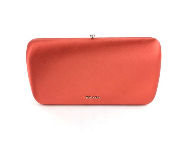 Prada Classic Orange Satin Clutch
