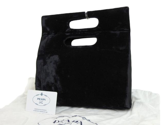 Prada Clutch 2way Handbag Velor 20191001 Black Satchel