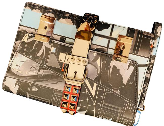 Prada Comics Print Leather Clutch