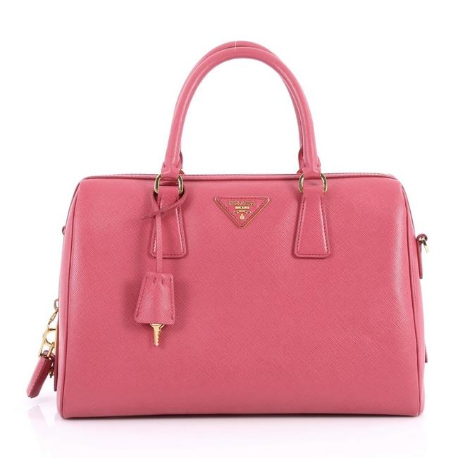 Prada Convertible Bowler Saffiano Medium Pink Leather Satchel