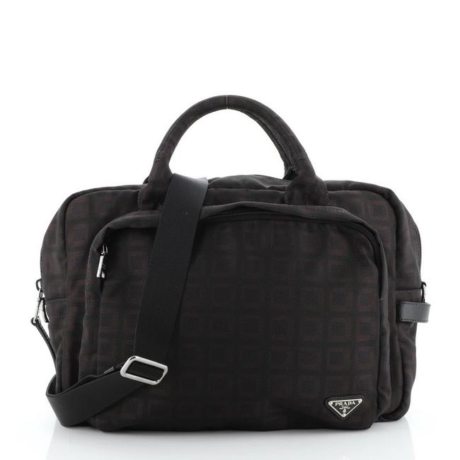 Prada Convertible Laptop Printed Canvas Medium Satchel