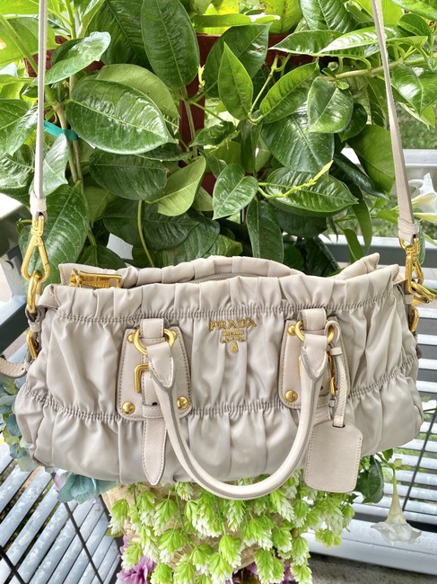 Prada Convertible Tessuto Medium Taupe Nylon Satchel