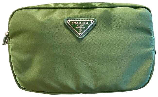Prada Cosmetic Pouch Vela Army Green Nylon Clutch
